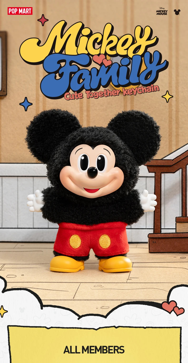 POP MART Mickey Family Cute Together Keychain Series Genuine Mystery Box Blind Box Guess Bag Toys Doll Cute Desktop Ornaments