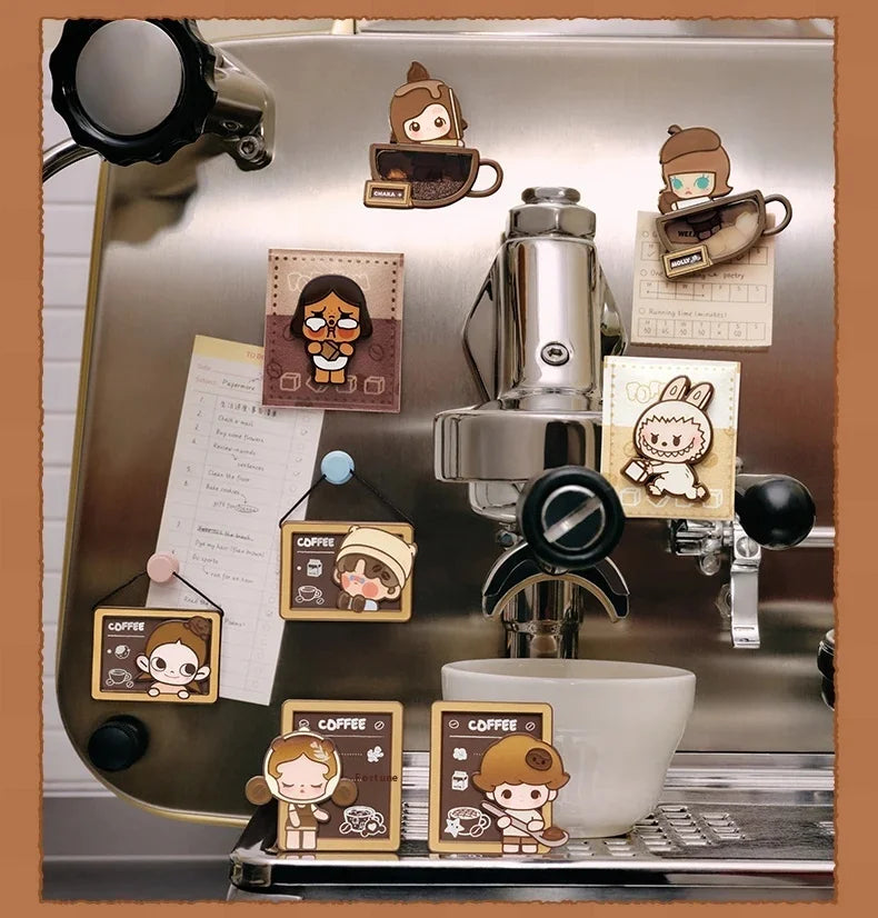 Genuine POP MART Pop Bean Coffee Factory Series Fridge Magnet Blind Box Trendy Toy Room Kitchen Decorat Mystery Box Collect Gift