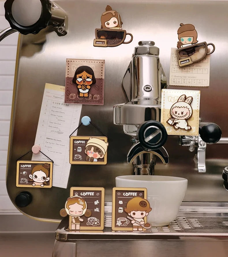 Genuine POP MART Pop Bean Coffee Factory Series Fridge Magnet Blind Box Trendy Toy Room Kitchen Decorat Mystery Box Collect Gift