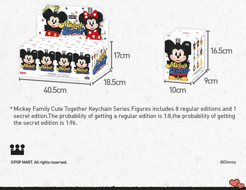 POP MART Mickey Family Cute Together Keychain Series Genuine Mystery Box Blind Box Guess Bag Toys Doll Cute Desktop Ornaments