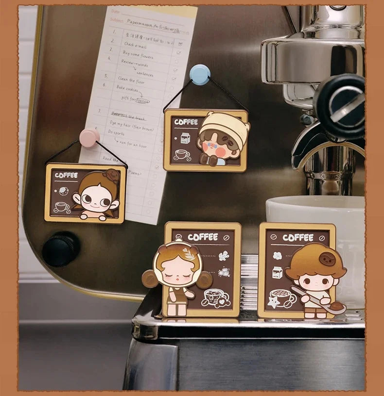 Genuine POP MART Pop Bean Coffee Factory Series Fridge Magnet Blind Box Trendy Toy Room Kitchen Decorat Mystery Box Collect Gift